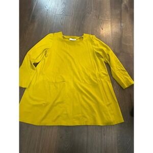 NOEN Yellow Long Sleeve Pocket Tunic Top Women M 10